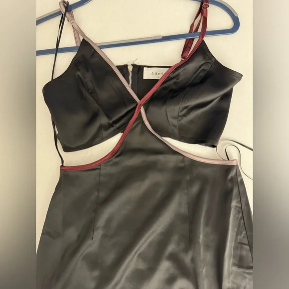 Satin cut out midi dress with deep and light purple accents. NWT - Picture 3 of 5